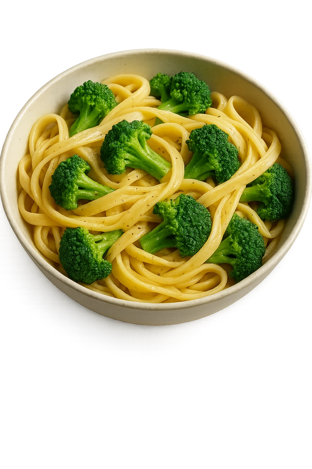 bowl di pasta e broccoli, iperrealistico 4k emoji