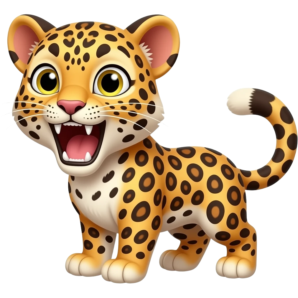 Cartoon leopard cub roar emoji