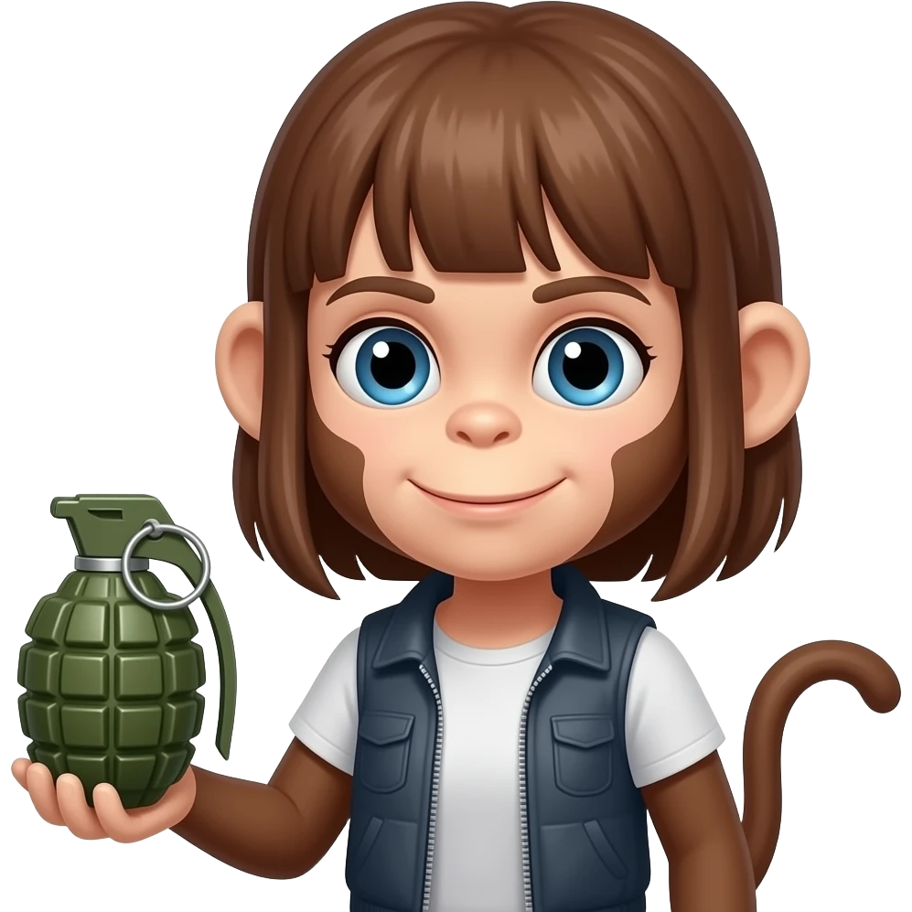 Обезьяна девочка с гранатой emoji