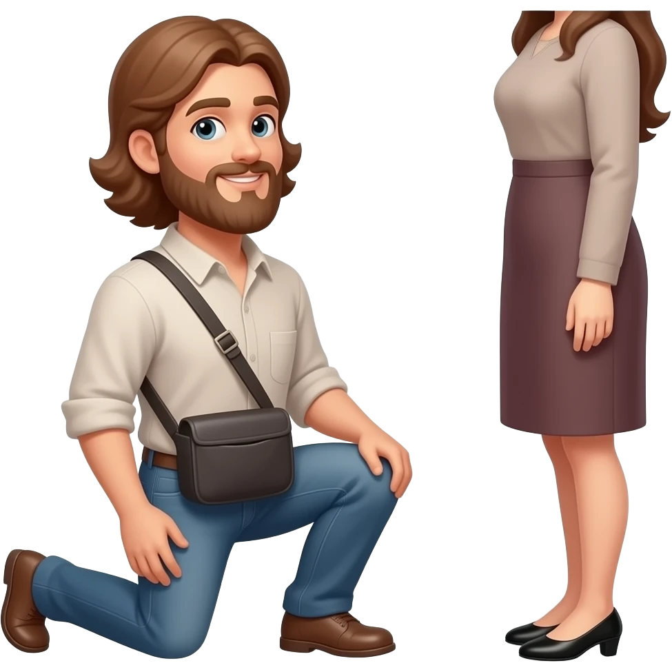 Man kneeling by wife’s feet emoji
