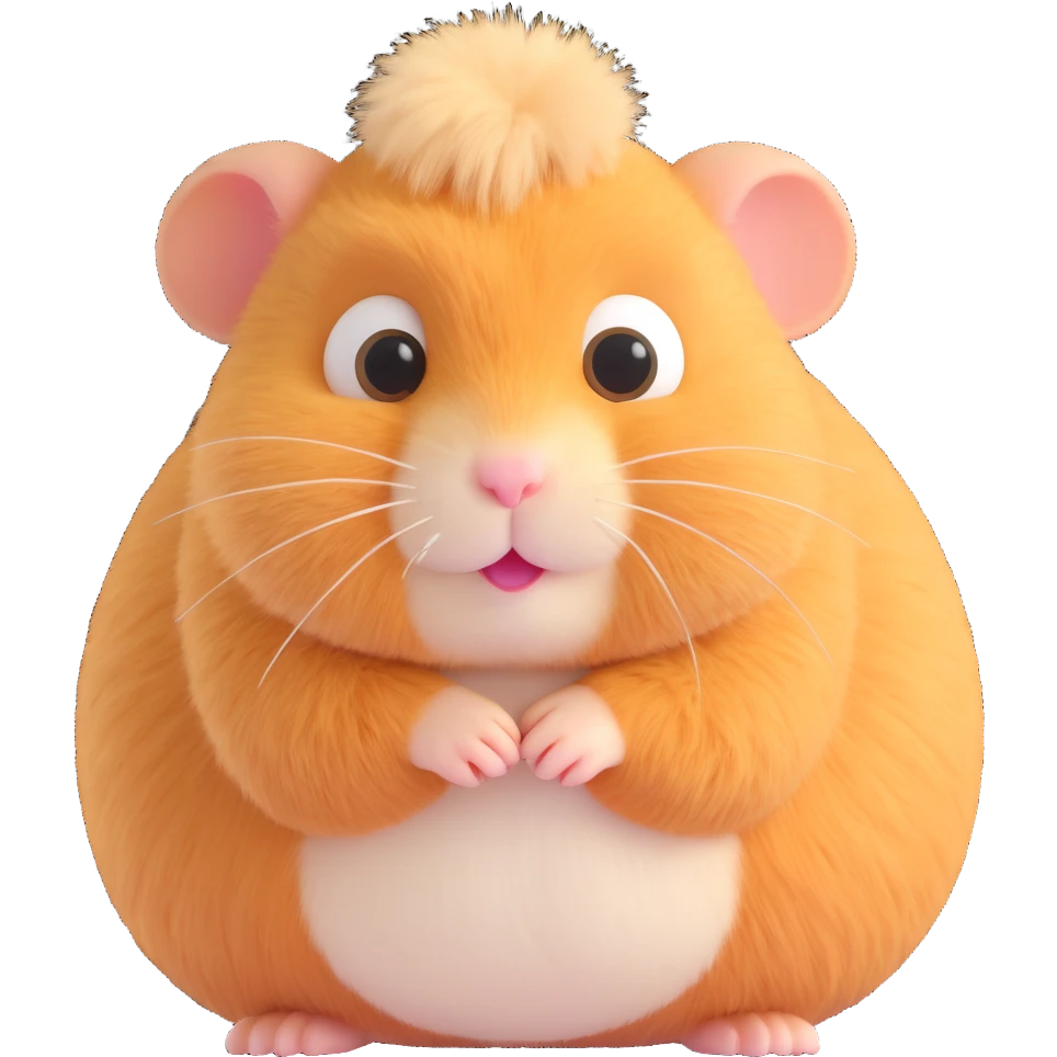 fluffy gerbil, soft fur, cute, round, expressive eyes emoji