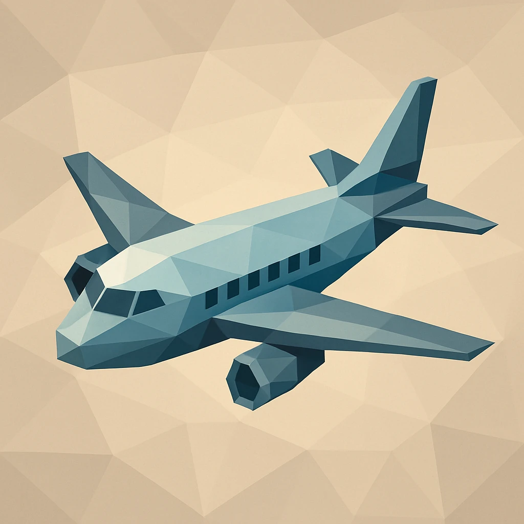 low-poly polygonal illustration of an airplane emoji