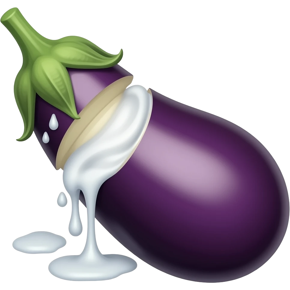 Eggplant with cream dripping over the crease emoji