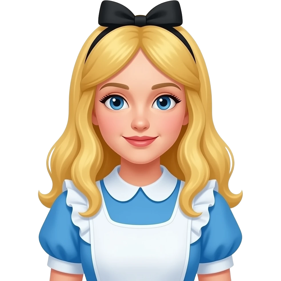Quiero un personaje parecidoa Alicia en el Pais de las maravillas con aspecto afrancesado emoji