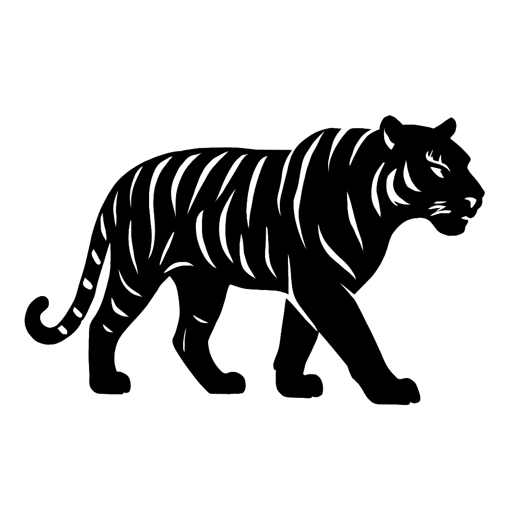 Tiger black silhouette white background emoji