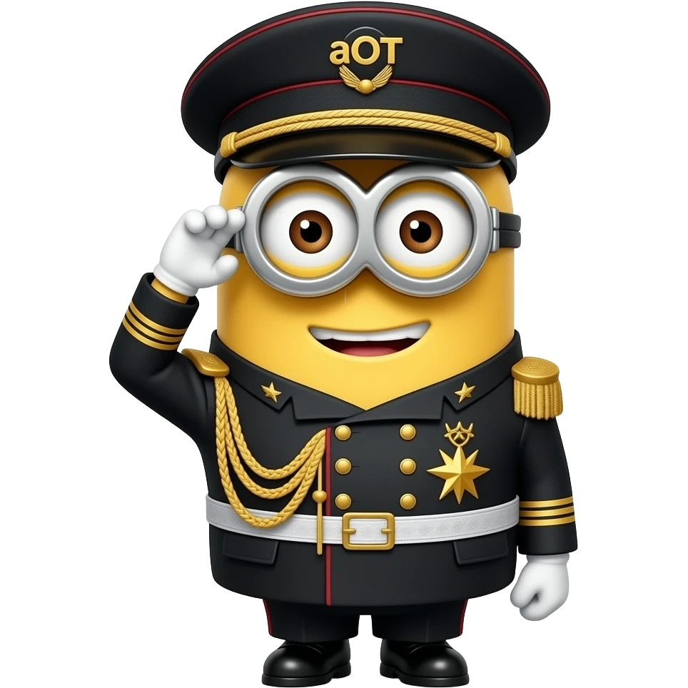 minion in army general uniform saluting text aOT on hat emoji