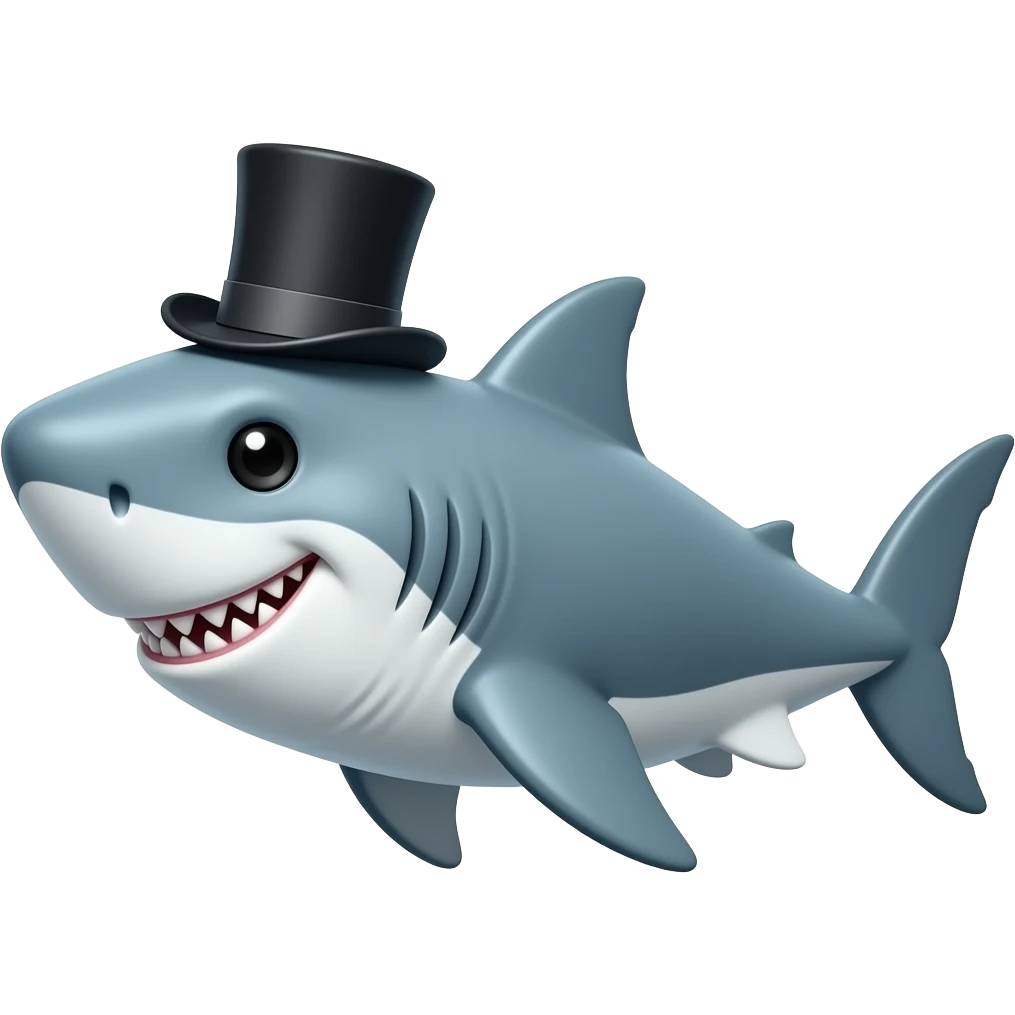 Shark with a top hat emoji