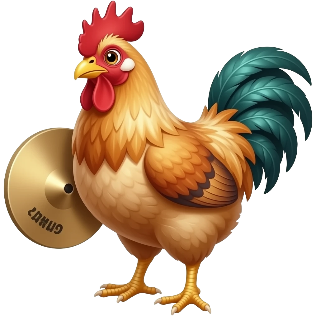 a chicken with a cymbal emoji