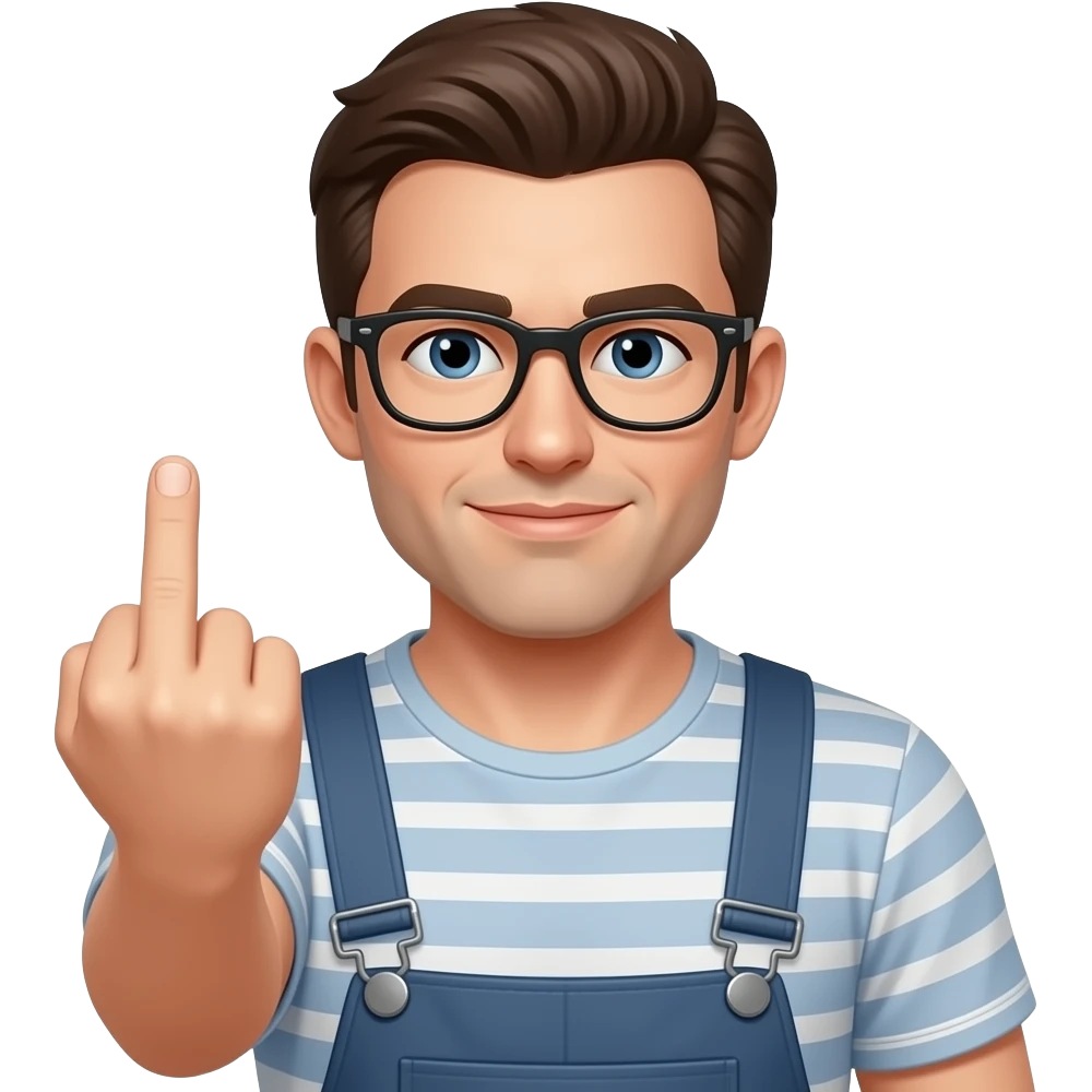 Man jacking off and giving middle finger emoji