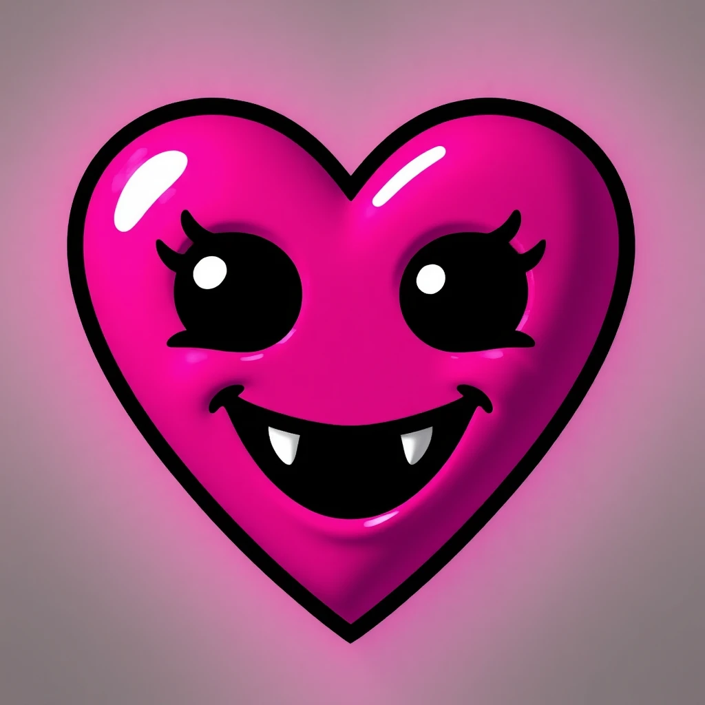 goth heart emoji, cute and shiny, no background emoji