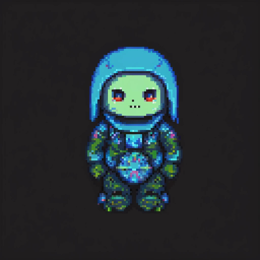 Tiakola on the cover of the album Mélo, pixel art style, background inspired by the original cover, no text emoji