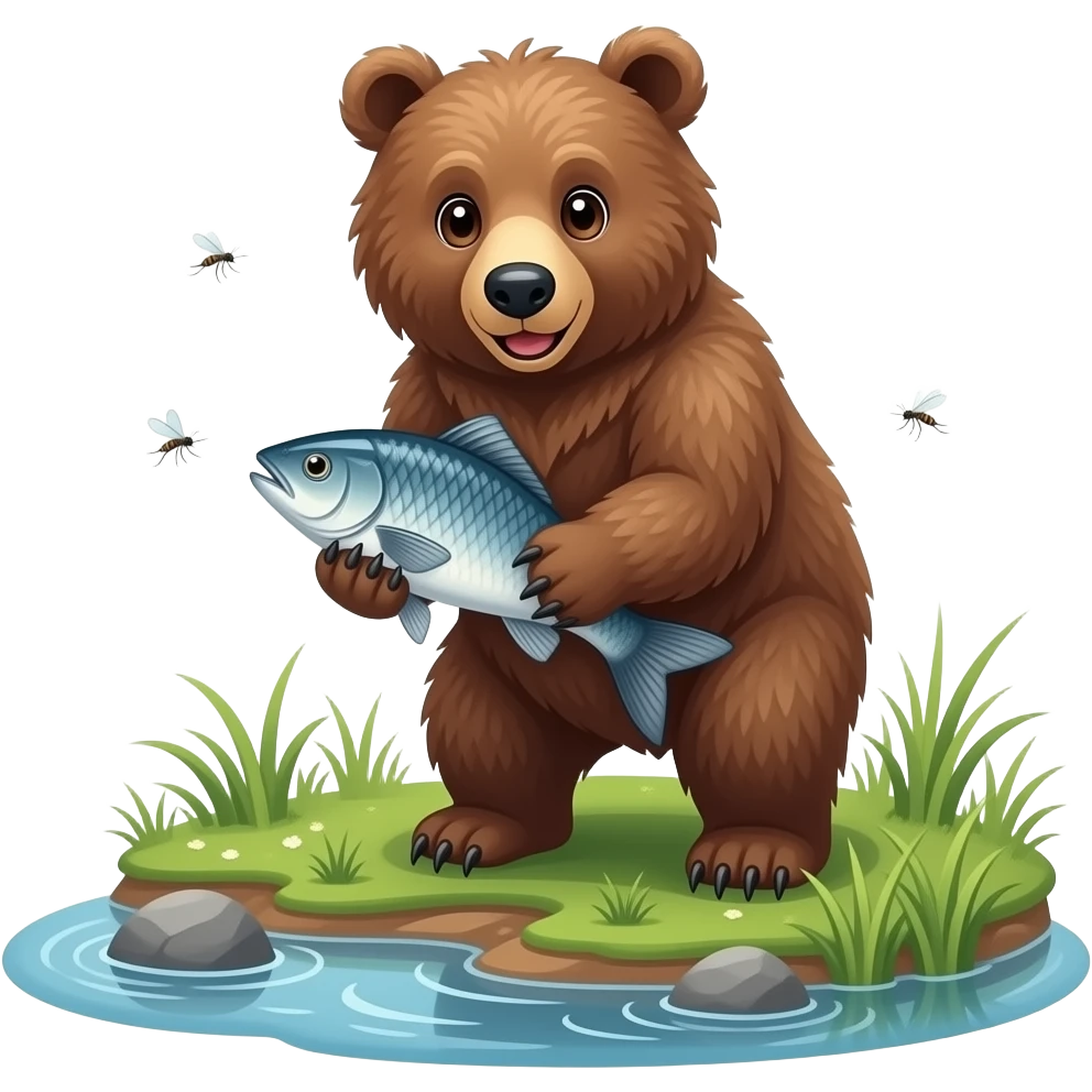 bear + fish + mosquitoes emoji