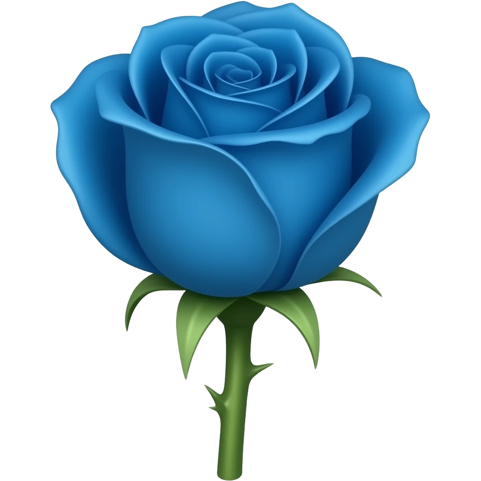 Rosa azul con tallo completo con espinas sin hojas en el tallo emoji