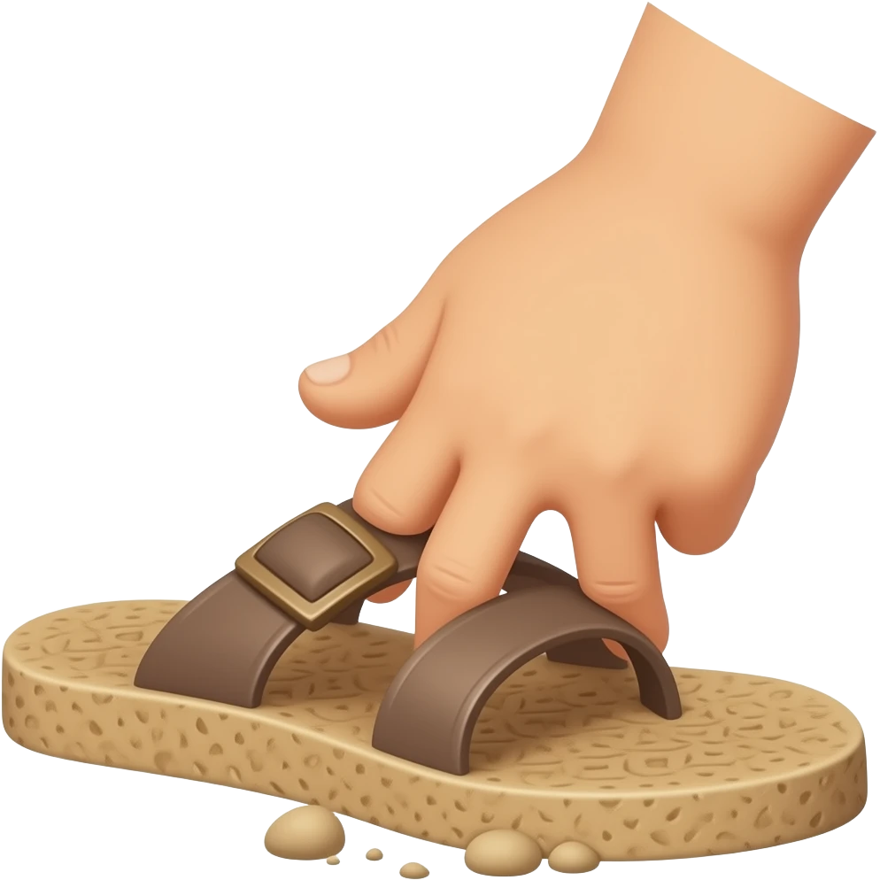 One hand gripping onto a jandal like about to hit emoji