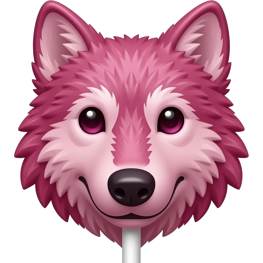Ruby pink chocolate wolf face with long lollipop stick emoji