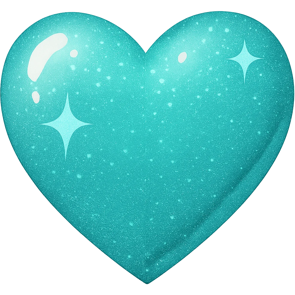 Edit the glittery blue color heart with a subtle gradient and no border to a glittery green color heart with a subtle gradient and no border. Keep the background transparent. Maintain the glittery texture and subtle gradient effect in green. emoji