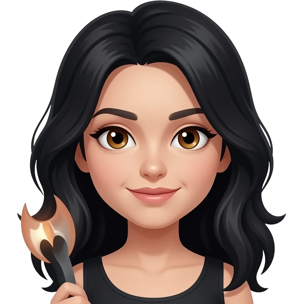 hot witch with black hair with brown eyes emoji