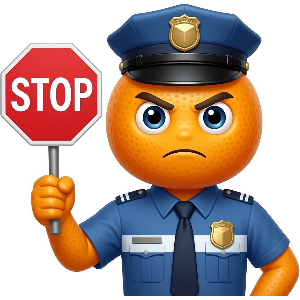 Police kumquat holding stop sign emoji