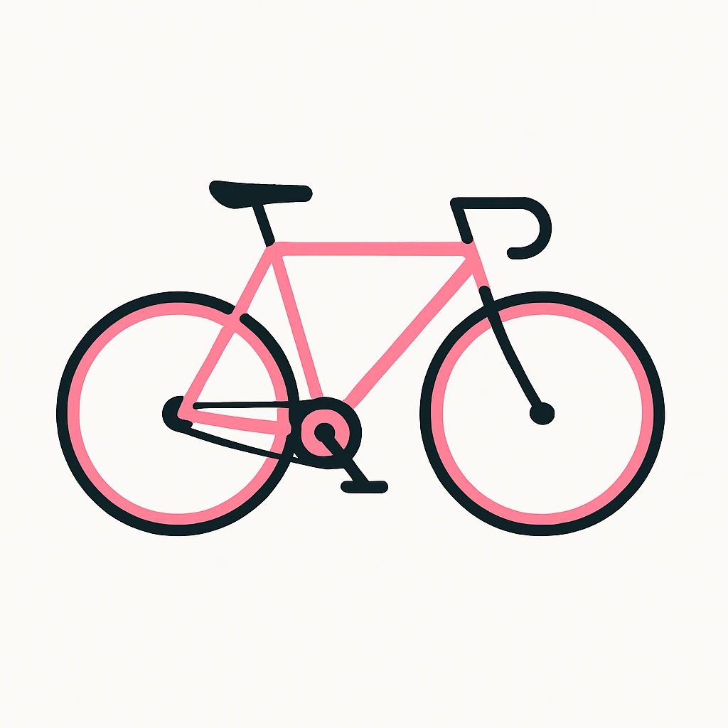minimal pink and black bicycle on white background, no text emoji