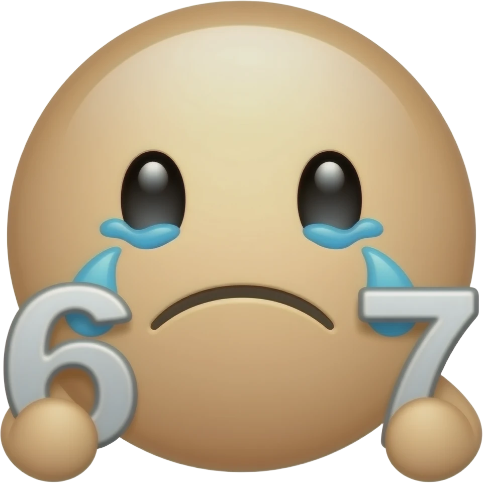 crying yellow emoji holding 6 and 7 numbers emoji