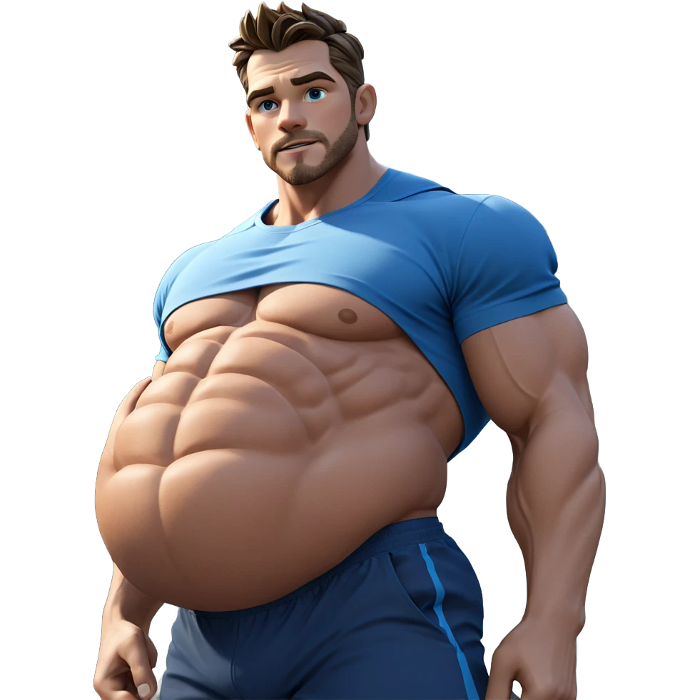 muscular man outdoors in blue emoji