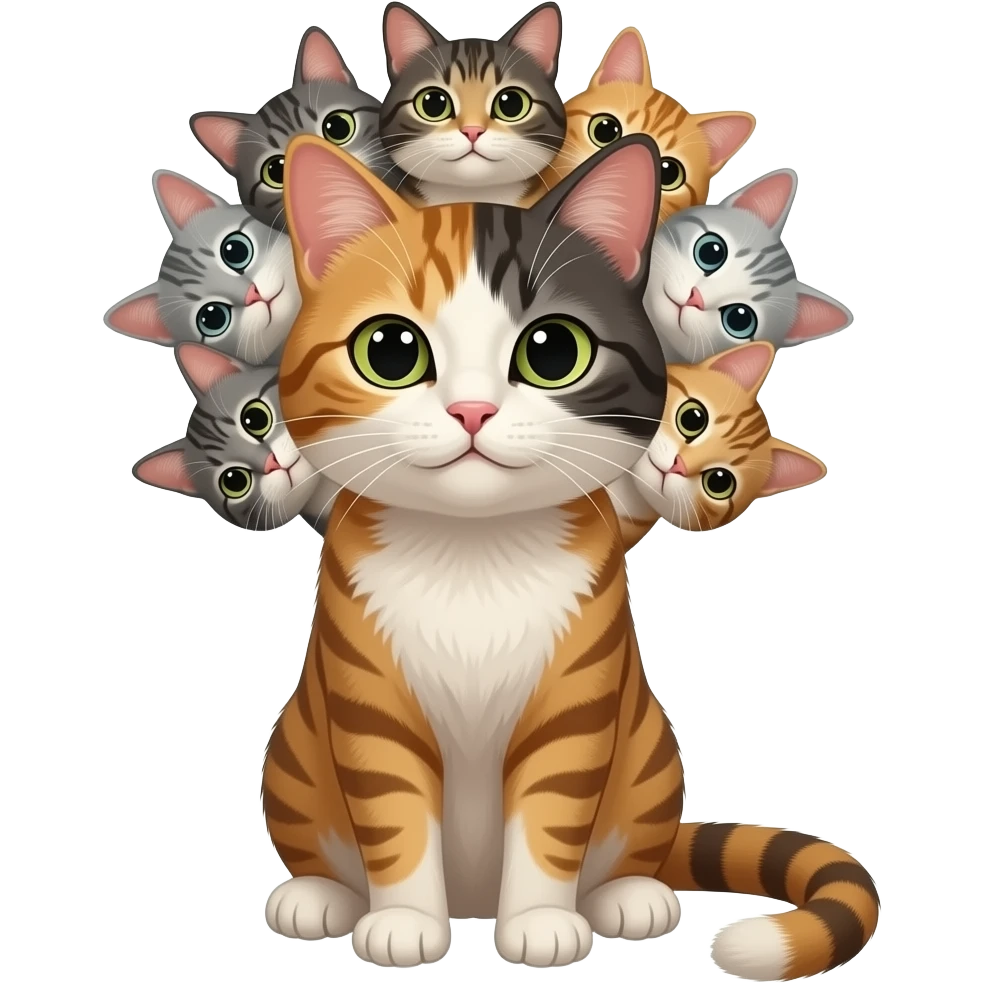 cat with eight different heads emoji