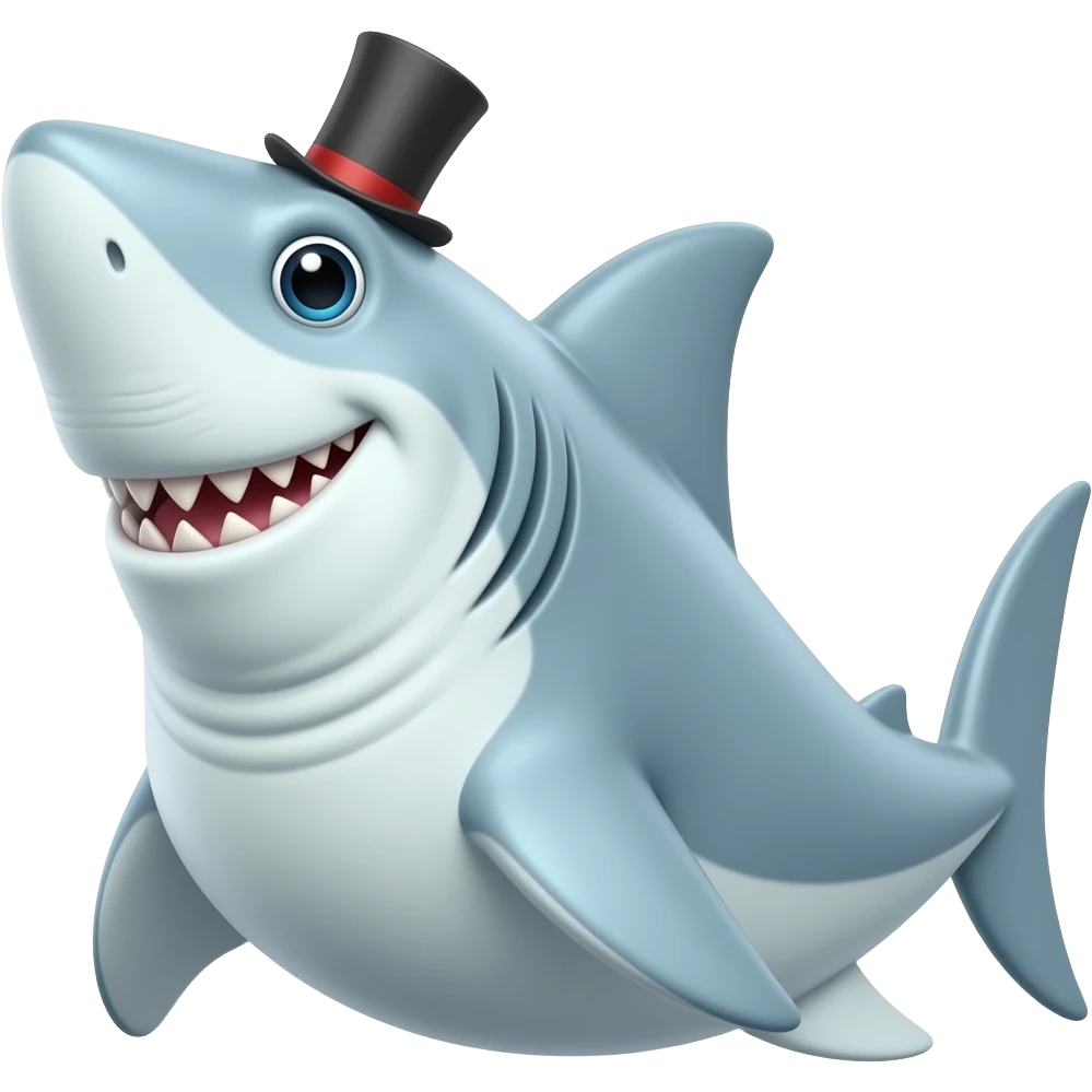 Shark with a top hat emoji