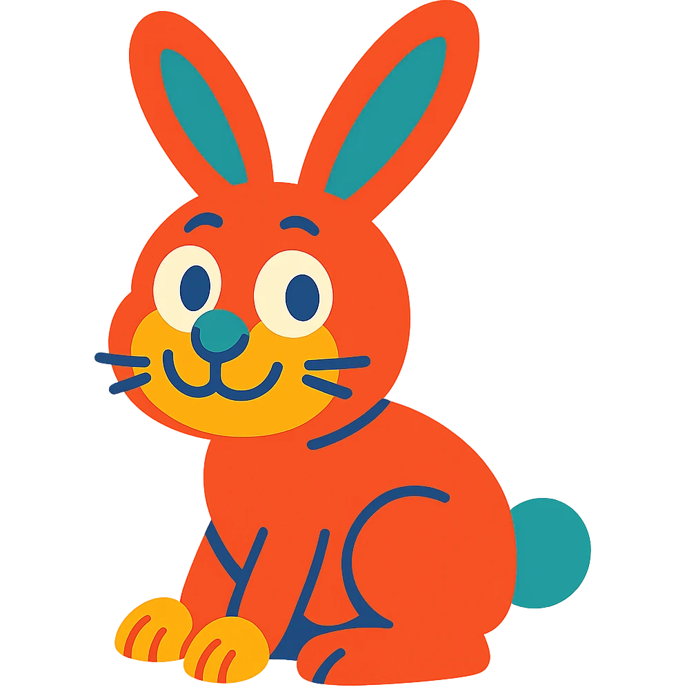 cartoon style rabbit, bright colors emoji