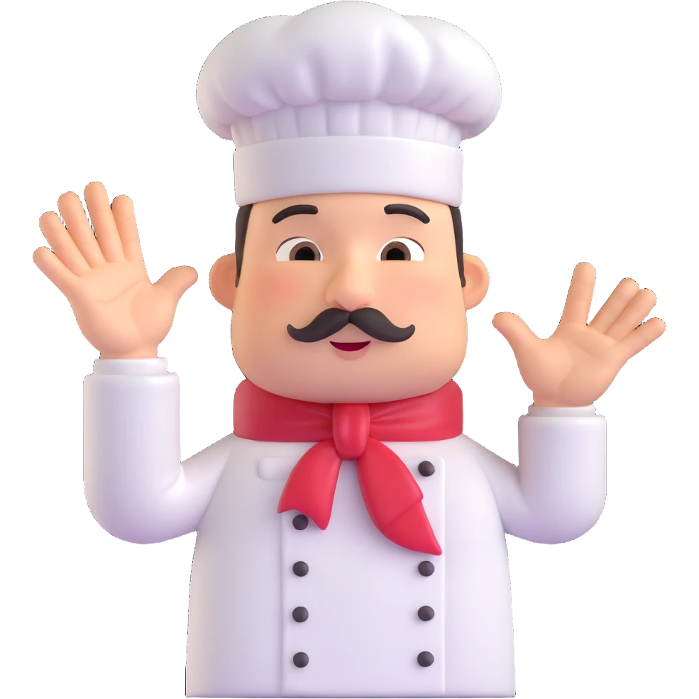 chef making a 'chef's kiss' gesture, expressive, clear, suitable for emoji emoji