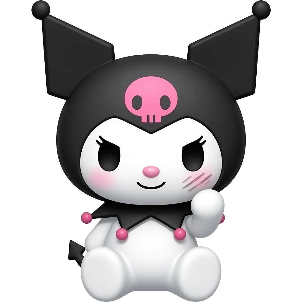 brown skin tone kuromi scratching her skin emoji