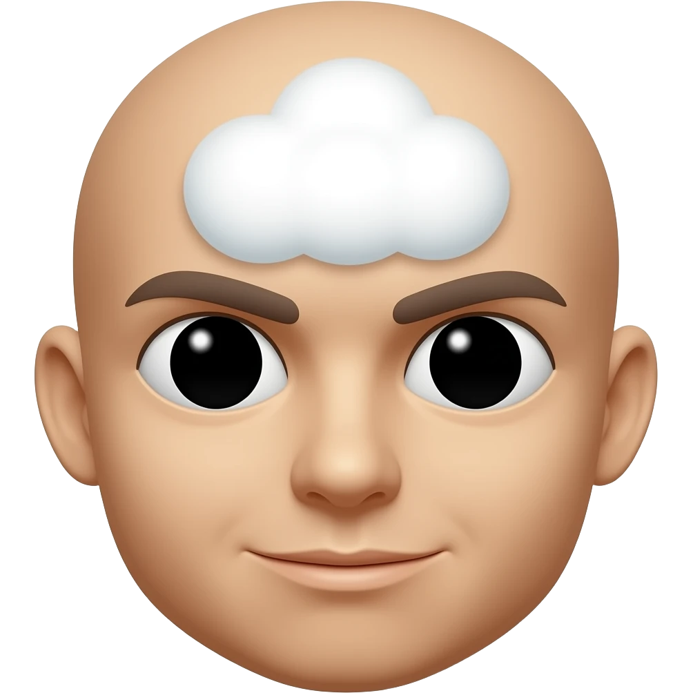 😐 a ese emoji ponle una nube blanca en la frente emoji