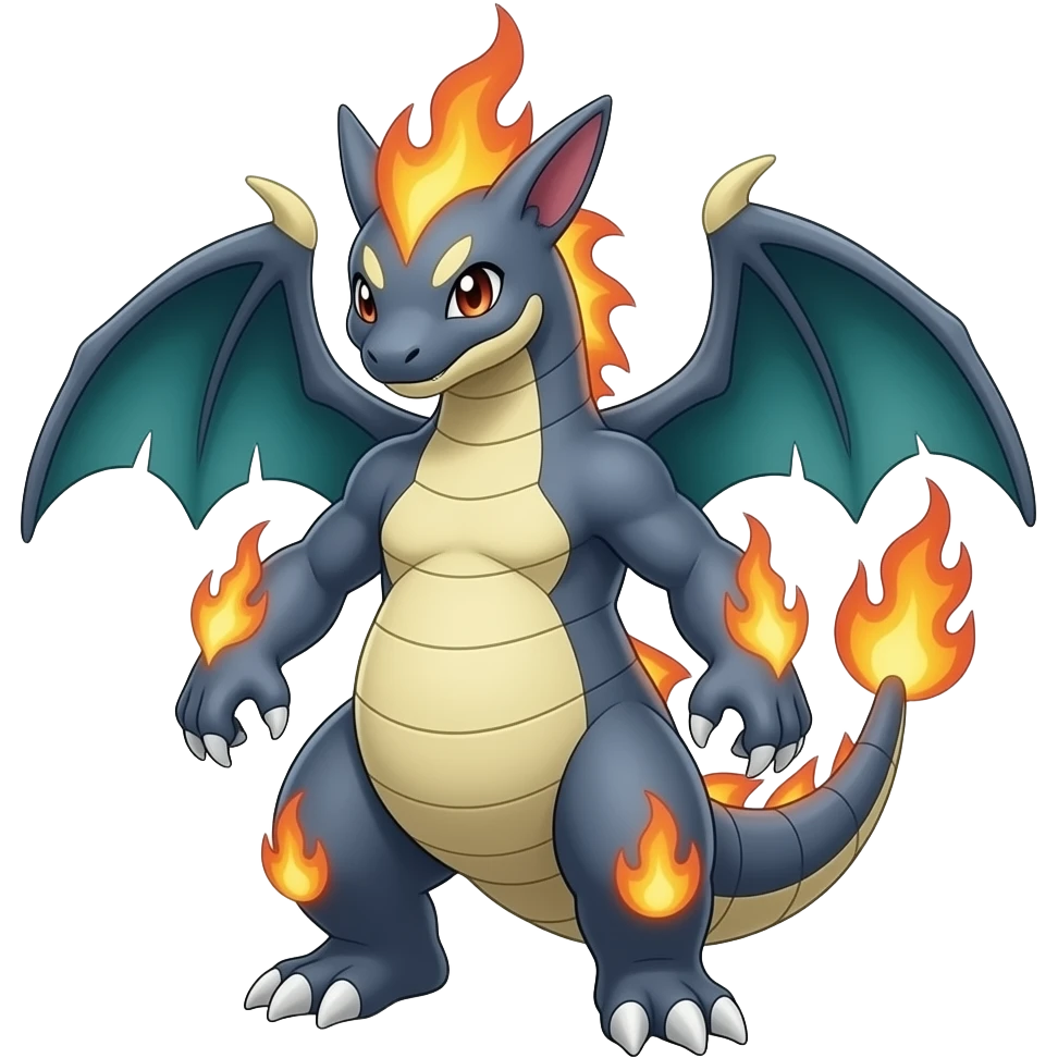 Garchomp-Veemon-Digimon-Latias-Peppercat-Pokémon-Flamedramon-fusion-animal-hybrid-creature, Full body emoji