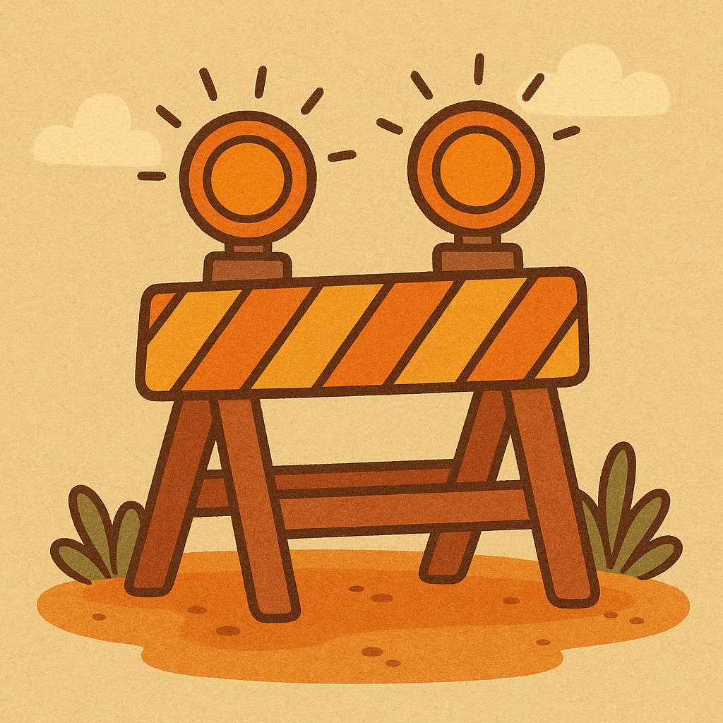 cartoon style road work signal lights, bold outlines, vibrant colors, construction setting emoji