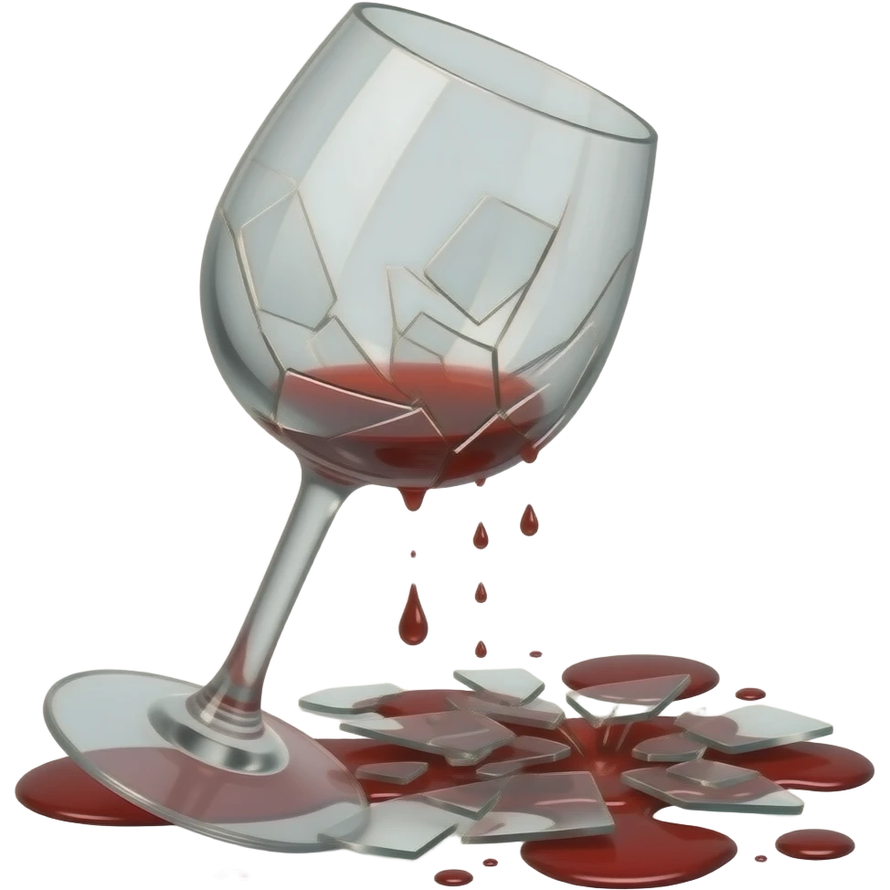 empty broken wine glass and wine dripping from the broken part emoji