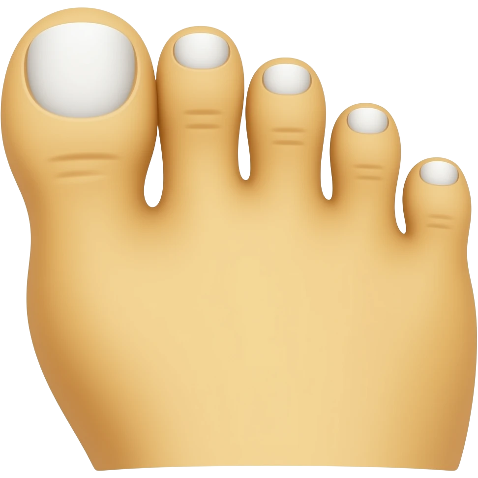 white toe nails on a yellow foot emoji