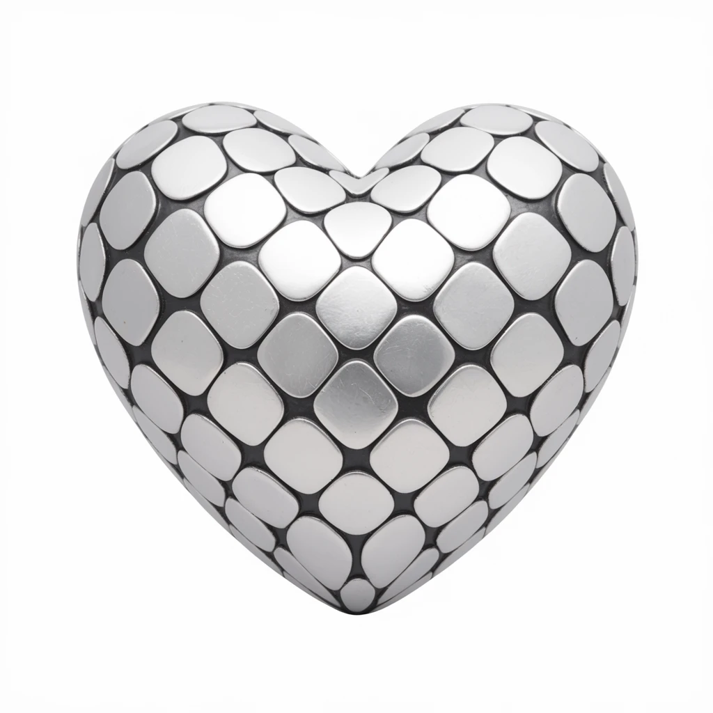 heart with a metallic white finish emoji