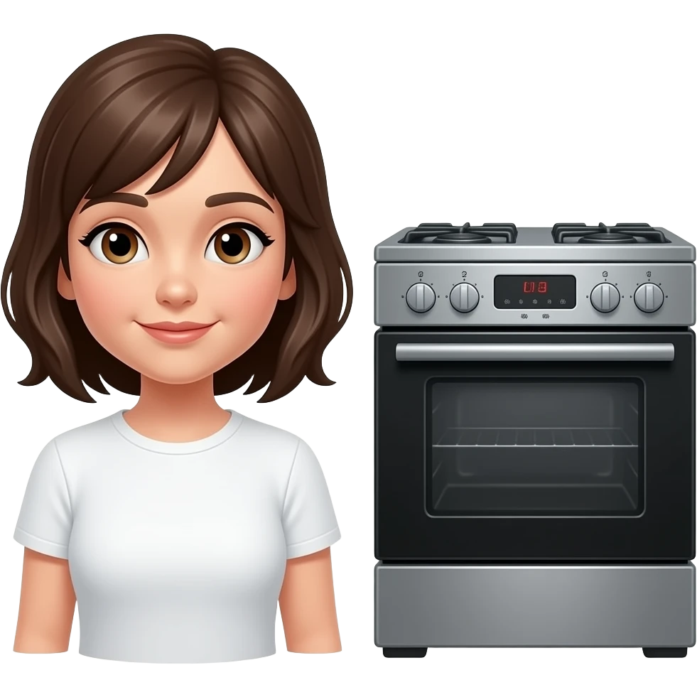 a girl in white then oven then it turns black emoji