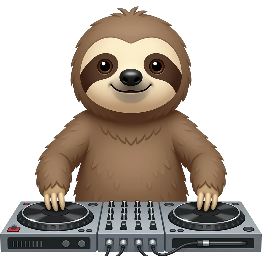 sloth as a DJ emoji