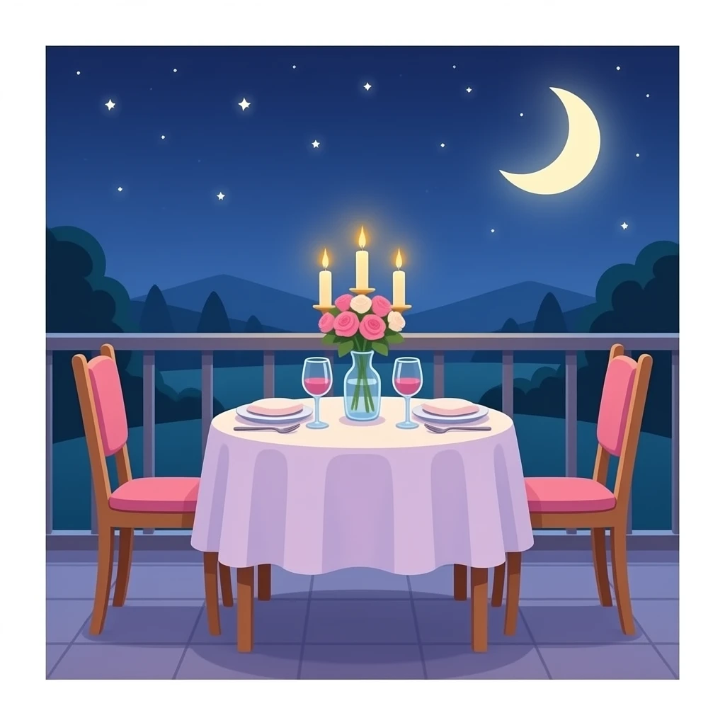 Romantic pastel dinner night emoji