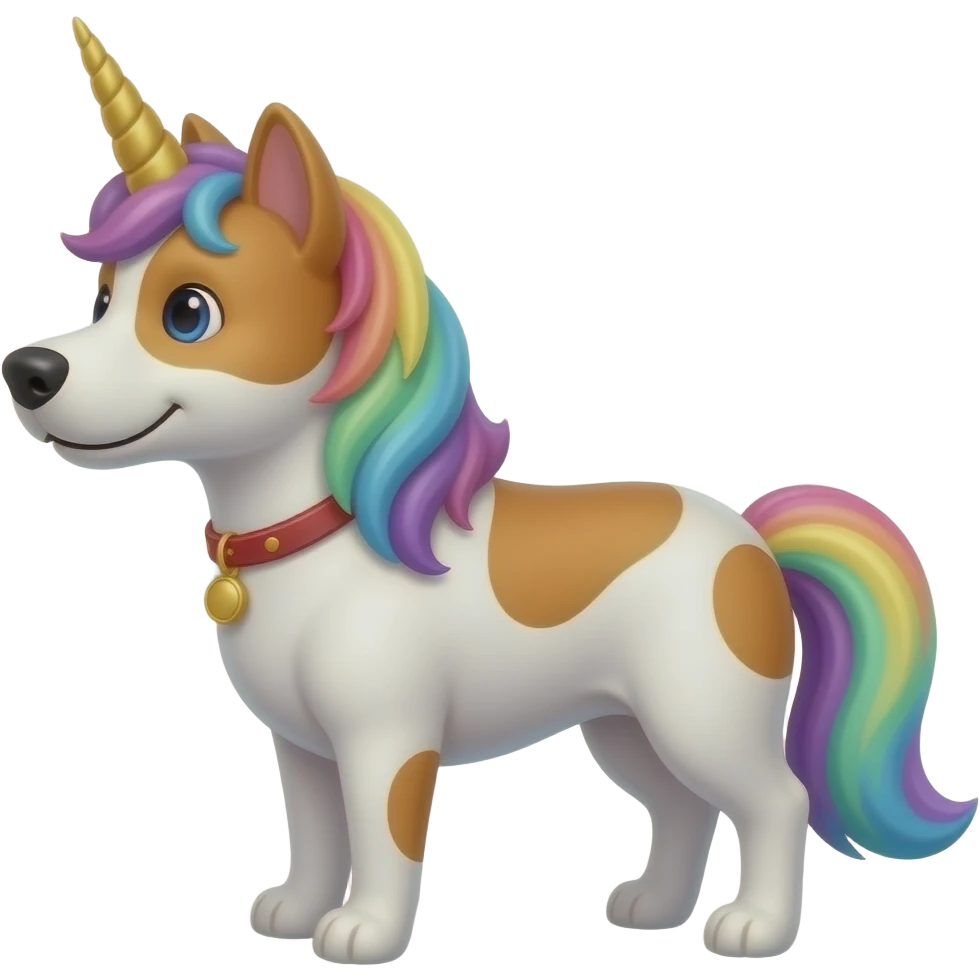Dog with a unicorn emoji