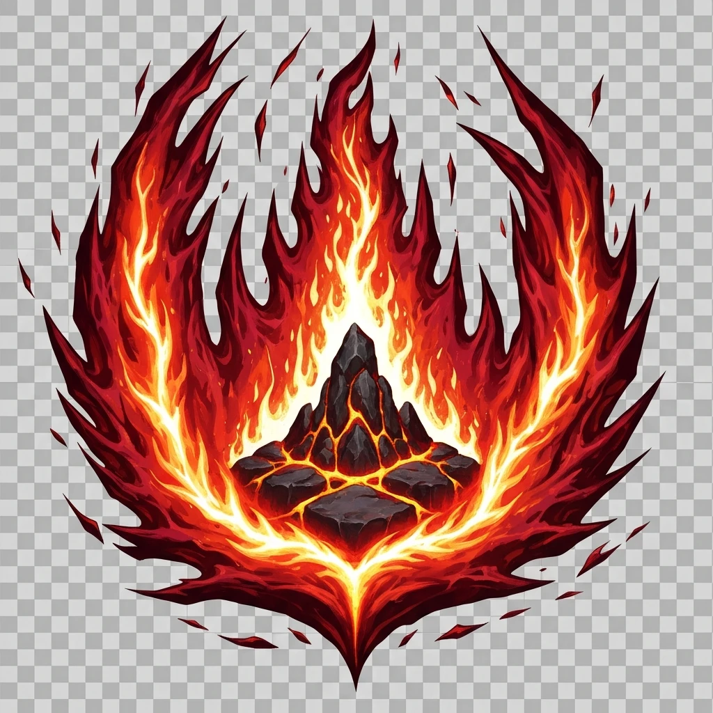 un emblème de la colère du dieu du feu (background transparent en png) emoji