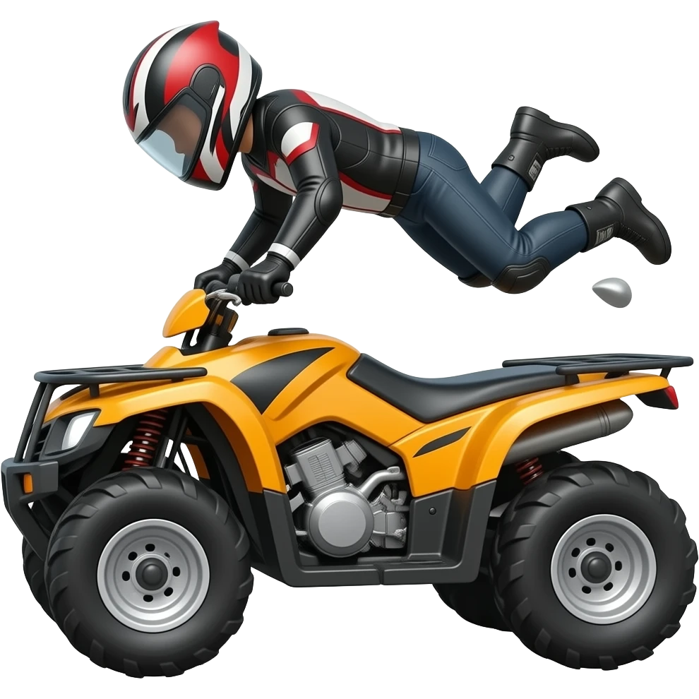 Genérame un emoji en la que se puede ver la Caída de un motociclista en cuatrimoto emoji