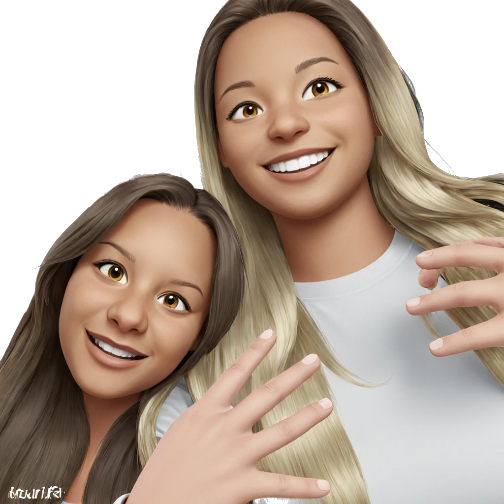 smiling girls with long hair emoji