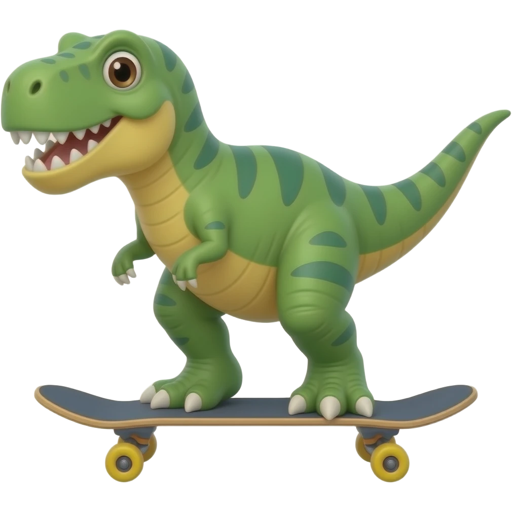 Dinosaur on a skateboard emoji