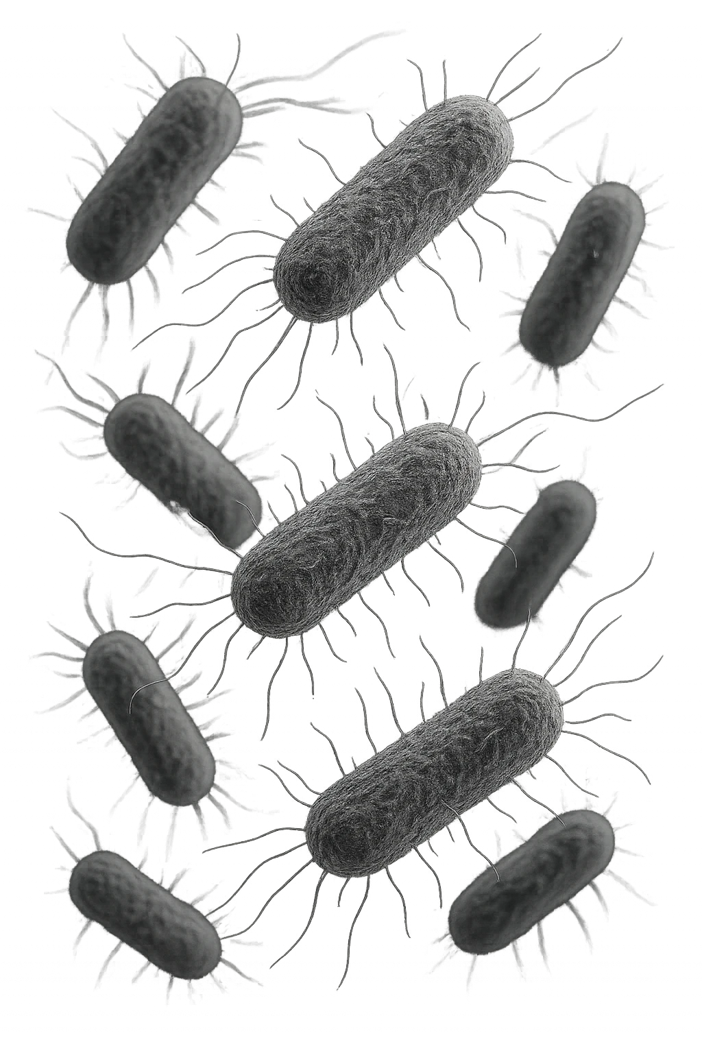 batteri intestinali anatomici realistici grigi fluttuano in aria, iperrealistico 4k emoji