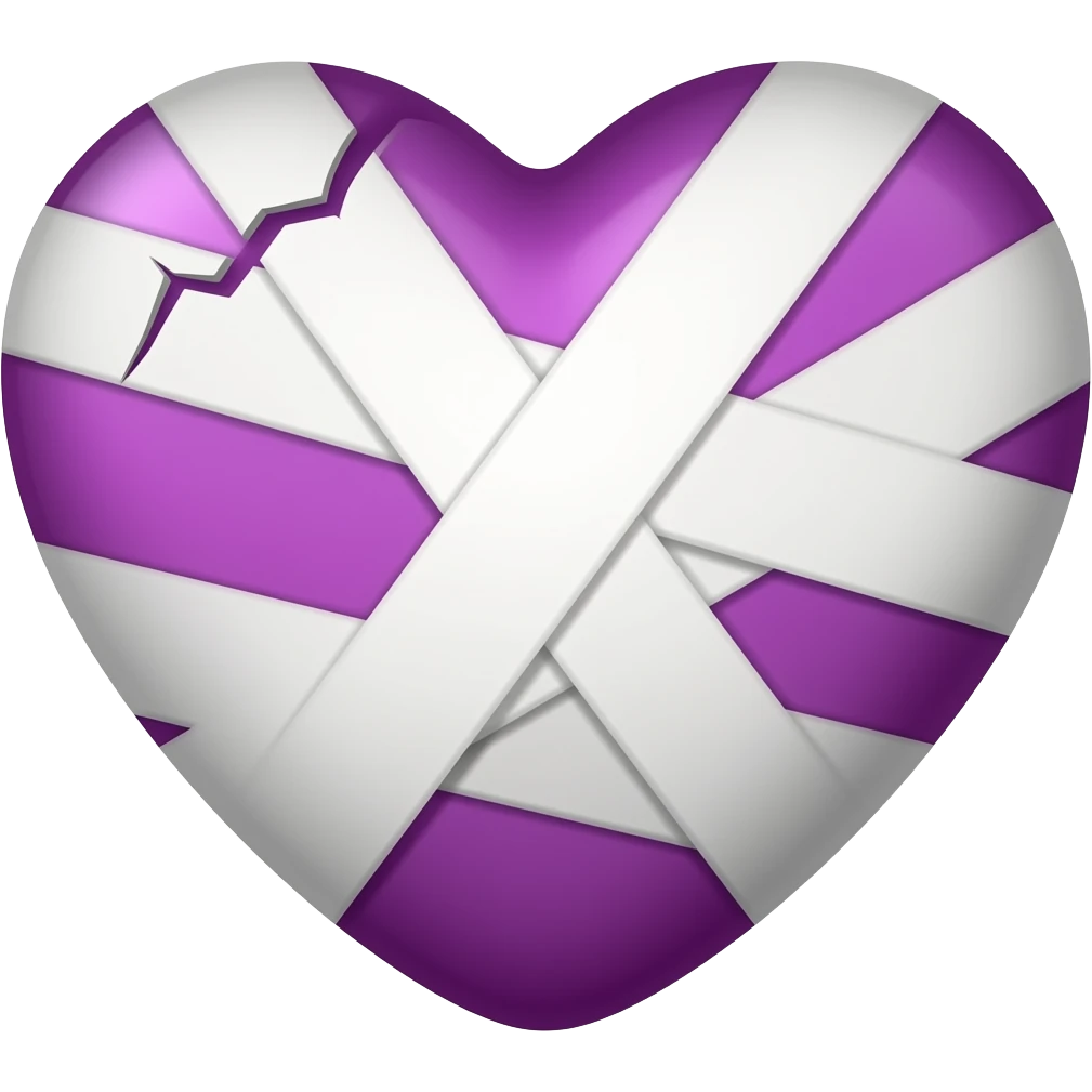 Quiero un emoji de corazón vendado pero color morado sin grietas emoji