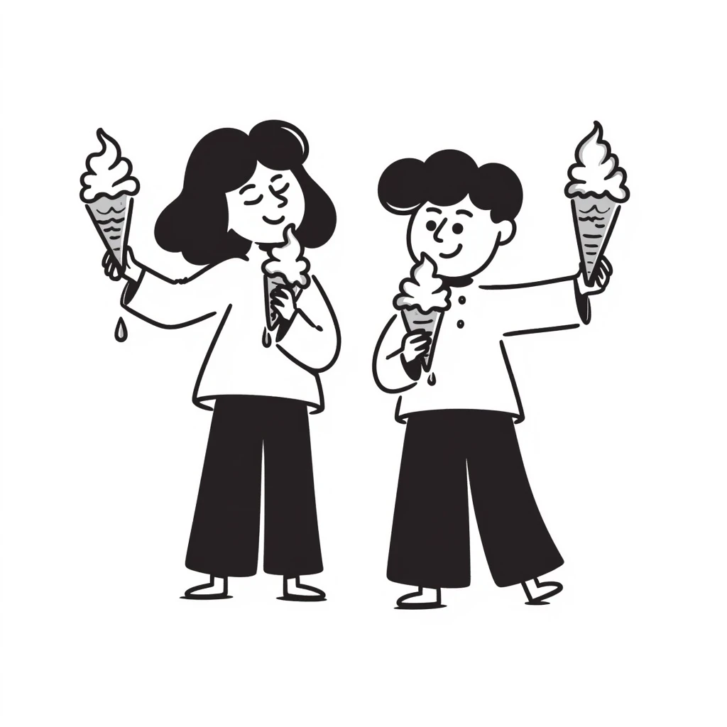 happy children with melting ice cream cones emoji