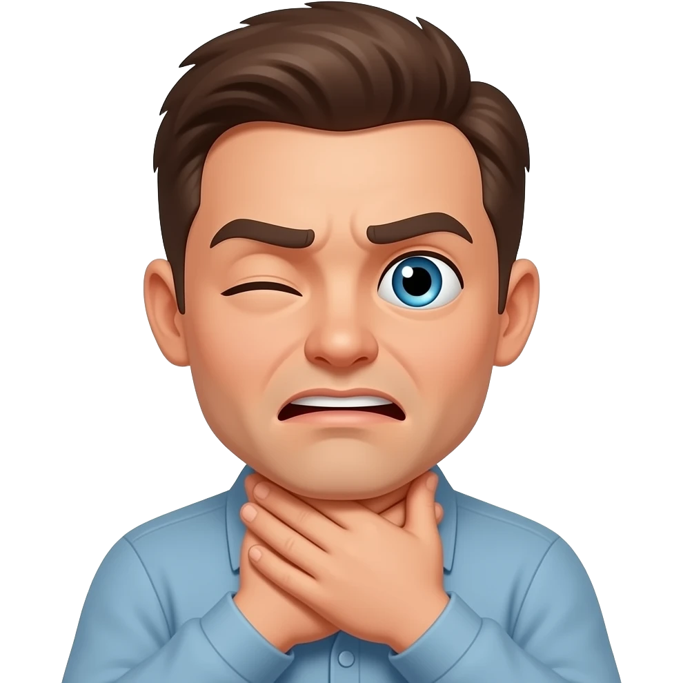 choke itself with two hands and one eye twitching emoji