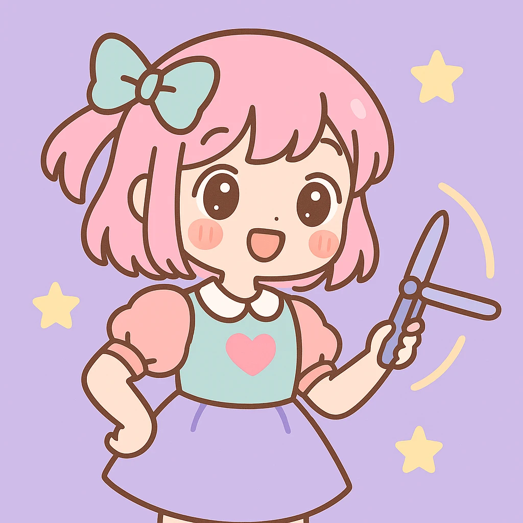 Add a lilac background behind the kawaii anime girl spinning a balisong, keep the kawaii style. emoji