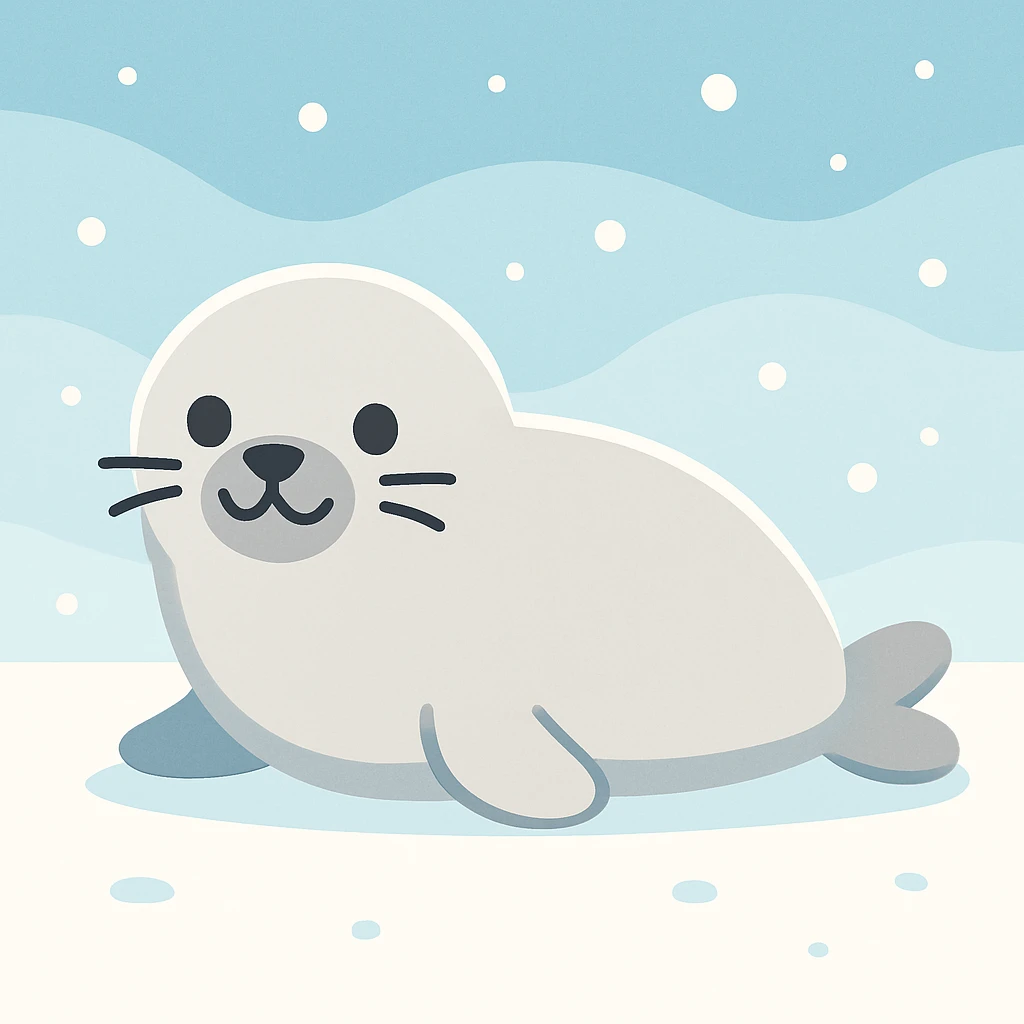 Flat design style seal in the snow emoji